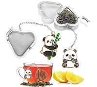 2PCS Loose Tea Infuser, Stainless Steel Heart Shaped Tea strainers Loose Leaf Tea Steeper, Cute Panda Pendant Tea diffusers for Loose Tea