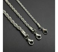 2pcs/Lot 3/4/5MM Stainless Steel Twist Rope Chain 18K Gold Plated No Fade Waterproof Necklace Jewelry for Women Men-Silver-5.0mm Wide-24 inches or 60cm