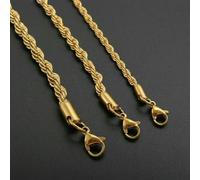 2pcs/Lot 3/4/5MM Stainless Steel Twist Rope Chain 18K Gold Plated No Fade Waterproof Necklace Jewelry for Women Men-Gold-5.0mm Wide-24 inches or 60cm