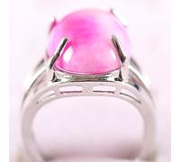 2Pcs/Lot Ring Jewelry for Women Natural Stone Oval ochon Bead Pink Jades Adjustable Finger Ring,Pink Jade,Resizable