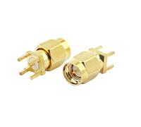 2PCS/Lot SMA Female Male 4 Pin Solder Edge PCB Mount 4mm 1.6mm 90 Degree Straight Brass Gold-Plated RF Coaxial Connector Adapter(No-7 x2)