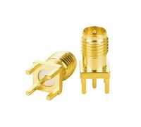 2PCS/Lot SMA Female Male 4 Pin Solder Edge PCB Mount 4mm 1.6mm 90 Degree Straight Brass Gold-Plated RF Coaxial Connector Adapter(No-4 x2)