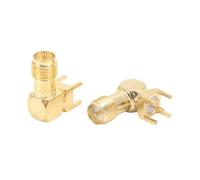 2PCS/Lot SMA Female Male 4 Pin Solder Edge PCB Mount 4mm 1.6mm 90 Degree Straight Brass Gold-Plated RF Coaxial Connector Adapter(No-2 x2)