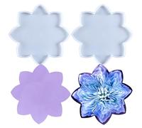 2PCS Lotus Coaster Resin Mold, Flower Tray Silicone Molds for Epoxy Resin, Lotus Coaster Tray Resin Concrete Mold Jewelry Plate Candle Holder Trinket Container Casting Mold for Crafts Decoration