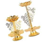 2pcs Lotus Flower Alloy Candlestick Holder for Home Office Decor