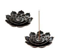 2PCS Lotus Incense Holder - Brass Incense Burner - Multi Hole Incense Stick Holders for Stick, Cone, Coil - Detachable Ash Catcher for Meditation, Yoga Room, Home, Office & Tea House