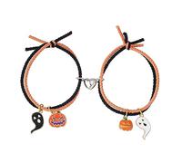 2Pcs Love Heart Couple Matching Bracelet Set Adjustable Braide Rope Halloween Mummy Ghost Pumpkin Hat Wizard Bracelet for Women Men Lover Friend Friendship Jewelry, S, rope, alloy