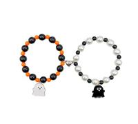 2Pcs Love Heart Couple Matching Bracelet Set Adjustable Braide Rope Halloween Mummy Ghost Pumpkin Hat Wizard Bracelet for Women Men Lover Friend Friendship Jewelry, adjustable from 5.51inch to