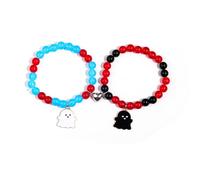 2Pcs Love Heart Couple Matching Bracelet Set Adjustable Braide Rope Halloween Mummy Ghost Pumpkin Hat Wizard Bracelet for Women Men Lover Friend Friendship Jewelry, Adjustable (fits various wrist