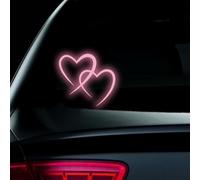 2Pcs Love Heart Stickers Night Reflective Car Decal Stickers Vinyl Safety Warning Car Decoration Stickers Decals for Car Window Bumpers (Pink)