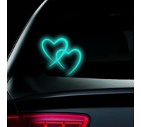 2Pcs Love Heart Stickers Night Reflective Car Decal Stickers Vinyl Safety Warning Car Decoration Stickers Decals for Car Window Bumpers (Fluorescent Green)