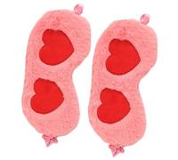 2Pcs Lovely Heart Pattern Eye Masks Sleep Eyeshade Lightweight Comfortable Night Blindfold Without Ice Bag(Red Pink)