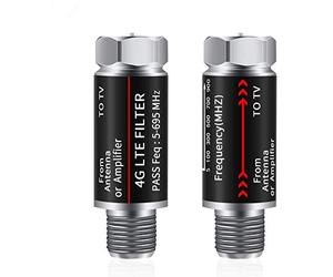 2Pcs LTE Filter Improves Antenna Amplifier Signals - LTE Filter for TV Antenna Signal Purifier,4G Filter Reduce Interference from Cell Phones Towers（ Frequency Range 5-699Mhz ）