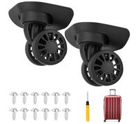 2Pcs Luggage Suitcase Wheels,Only Compatible with DELSEY 24 Inch Checked-Medium ,luggage wheels replacement with Screws/screwdriver,360° Rotation Spinner Wheel,Mute Double Row Swivel Wheel(Black)