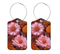 2Pcs Luggage Tag for Suitcases, Flower Seamless Pattern Baggage Identifier with Privacy Flap, Name ID Card and Metal Loop for Women Men