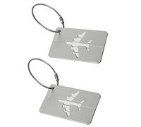 2Pcs Luggage Tags in Silver, Suitcase Name Tag for Traveling, Aluminum Alloy Suitcase Label Tags with Stainless Steel Loop, Travel Tags for Luggage to Prevent Loss