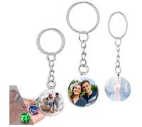 2PCS Luminous Custom Keychain Personalised Images Text - Double-Sided Adorable Photo Key Ring for Couple Anniversary Keychains, Night Glow Couples Keyring