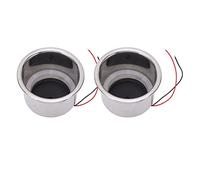 2PCS Luminous LED Cup Holder Insert, 8 LEDs 304 Stainless Steel Drink Holder with Drain Hole for Marine Boat Car Truck Dashboard Table (Red LED)
