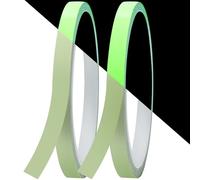 2PCS Luminous Tape, 10m x 10mm Fluorescent Tape Self-Adhesive Warning Waterproof Glow in Dark Stage Supplies Wall Ceiling Stairs Decorative Sticker Green Light Decorations for Party Halloween
