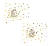 2Pcs Luminous Wall Art Moon Bunny Glow Stickers for a Comforting Children's Bedroom