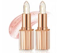 2PCS Luxurious Gold Foil Crystal Colour Changing Lipstick - Hydrating & Nourishing Tinted Lip Balm, Long Lasting Lip Stain Double Value Pack, Elegant Gift Choice