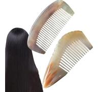 2Pcs Luxury Anti-Static Buffalo Horn Mini Hair Comb Couple Comb Travel Combs Kit;Beard Comb & Hair Comb for Men Women; Pocket Massage Comb for Hair Beard Care
