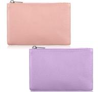 2Pcs Lychee Pattern Coin Purse, PU Zipper Portable Coin Purse, Women's Coins Purses & Pouches, Small Pouch with Zip, Portable Mini Change Wallet for Men and Women for Credit Card, ID,Pink, Purple