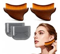 2PCS Lymphatic Drainage Gua Sha Face Brush for Sculpting, Lymphatic Contour Face Brush for Reduce Puffiness & Lift, Super Soft Manual Massager for Facial Cleansing with Portable Case