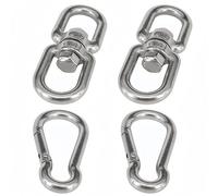 2PCS M10 Swivel Ring Double Ended Swivel Eye Hook with 2PCS M8 Spring Hooks, Eye to Eye Swivel Shackle Ring Connector for Swing, Hanging Chair, Hammock, and Fitness Ropes Supplies