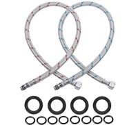 2Pcs M10 x 1/2" BSP Taps Tails Pipe Stainless Steel Braided Flexible for Kitchen Sink Bathroom Basin Monobloc Tab Mixer Connector with Rubber Gasket and Sealing O-Rings(600 mm)