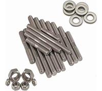2pcs M10 x 55 mm (1.5mm pitch) Stainless Steel Double Headed End Threaded Rod Stud Screw Bolt with Nuts Washers