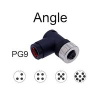 2Pcs M12 Sensor Connector Waterproof Straight Angle Male Female Screw Threaded Plug Coupling 3 4 5 8 Pin(Angle Female PG9,3P)