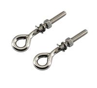 2Pcs M12 Stainless Steel Eye Bolt with Nut and Washers Long Shank Threaded Rod Ringbolt Closed Ring Eyelet Bolt