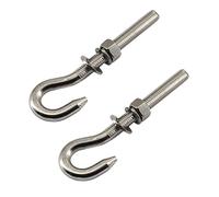 2Pcs M14 Stainless Steel Eye Bolt with Nut and Washers Long Shank Threaded Rod Round Hook Eyelet Bolt Screw