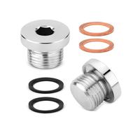 2pcs M18x1.5 Universal Fit, Stainless Steel M18x1.5 with Inner Hex Head Plug with Rubber and Brass O-Ring O2 Sensor Plug Bung Oxygen Sensor Spacer Adapter