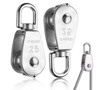 2Pcs M25 Single Pulley, 304 Stainless Steel Pulley Roller 360 Degrees Snatch Block Lifting Crane Swivel Hook Single Pulley Load Capacity Swivel Pulley Lifting Pulley Roller for Hanging Lifting