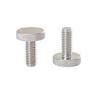 2pcs M3 M4 M5 M6 M8 M10 GB835 304 Stainless Steel Knurl Flat Round Head Hand Tighten Curtain Wall Thumb Screw Bolt(M6x60mm)