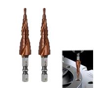 2PCS M35 Cobalt Step Drill Bit for Metal, HSS Spiral Step Drill Bit Grooved Stepped 6.35mm Hex Shank Multiple Hole Metric 3-13mm Titanium High Speed Steel Cone Cutter for Steel Wood Plastic