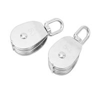 2Pcs M50 Lifting Double Pulley Block, Stainless Steel Crane Hanging Swivel Hook Double Pulley Roller 400KG Loading, 360° Rotatable Heavy Duty Swivel Pulley Block For Lifting