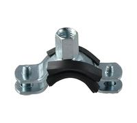 2pcs M8 Mounting Screws Support Clamp Galvanized Iron Rubber Adjustable Pipe Support Clamp with Nail Black PPR Iron Pipe Clamp(32mm)