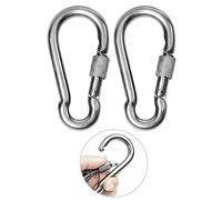 2Pcs M8 Safe Lock Carabiner Clip, Heavy Duty 304 Stainless Steel Snap Hook Carabiner Hook for Outdoor Climbing Hiking Camping Fishing Boats Backpacks Chains Hanging Swing Hammock