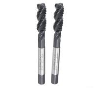 2pcs M8 x 1.25 Spiral Flute Tap Metric Machine Thread Tap for HSS Nitrided Coated for CNC Milling Machines, Right Hand Cut Fully Ground JIS Standard