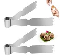 2Pcs Maamoul Tweezers Tongs, Maggash Manqat Pastry Tools Cookie Maker Dough Scraper Press, Stainless Steel Pastry Tongs Baking Crimper Tool for Decorating and Sealing Cookies, Shakarbura, Pie Crusts