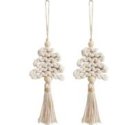 2pcs Macrame Christmas Tree Wall Hanging, Knit Christmas Decor Pendant, Macrame Wall Mounted Handicrafts for Chrismas Tree Home Decor