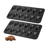 2Pcs Madeleine Pan, 12 Cavity Shells Shape Baking Molds Non-Stick Cookie Cake Scone Pan Whoopie Pie Tray for Oven, Black Madeleine, Cookie Mold, Baking Molds, Mold, Cake