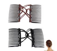 2PCS Magic Hair Comb Not Easy to Slip Off Elastic and Adjustable Stretchy Magic Hair Comb Pretty and Exquisite Comfortable Magic Hair Clips for Women Girls Curly Thick Wavy Hair Ponytail