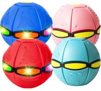 2pcs Magic Metaball, Children's Bouncing Ball, Magic Flying Saucer, Bouncy Ball, Parent-Child Interaction, Dual Form Freely Switchable, with 6 Light (pink + green)