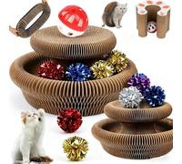 2PCS Magic Organ Cat Scratch Board Sets with 10 Extra Balls，Interactive Cardboard Puzzle Ball Track Toy for Indoor Cats | Collapsible Ball Track with Bell, Eco-Friendly Ring for Play, Chase & Scratch