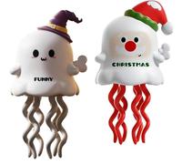 2PCS Magical Mini Dancing Ghost for Christmas, Creative Twisting Clockwork Slide for Halloween, Dancing Octopus Toy,Clockwork Dancing Octopus Toy,Can Crawl and Tummy Style, Christmas Wind Up Toys (D)