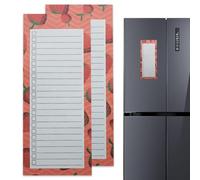 2Pcs Magnet Notepads for Refrigerator 50 Sheets Grocery List Magnet Pad for Fridge 3.5x8.4'' Shopping List Strawberry Patterns to-Do Reminders Magnetic Shopping Pad for Fridge